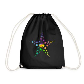 Stars colorful stars many stars - Drawstring Bag - black - Front
