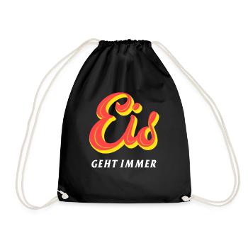 Eis geht immer! Sommerfeeling Typographie Shirt - Turnbeutel - Schwarz - Vorne