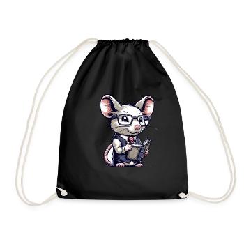 Cute Mouse Teacher - Drawstring Bag - black - Front