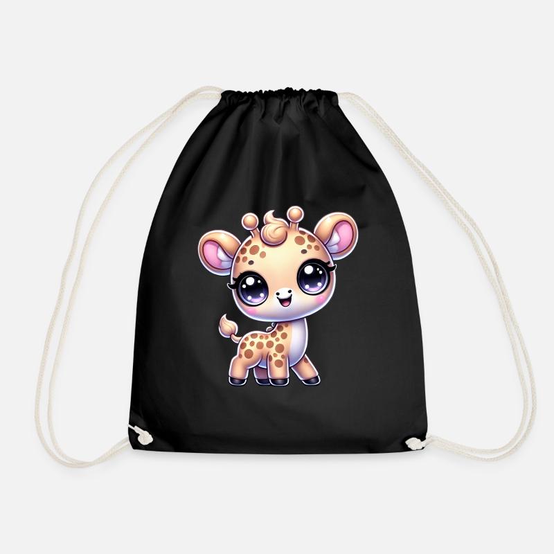 Super Cute Kawaii Baby Giraffe - Turnbeutel - Schwarz