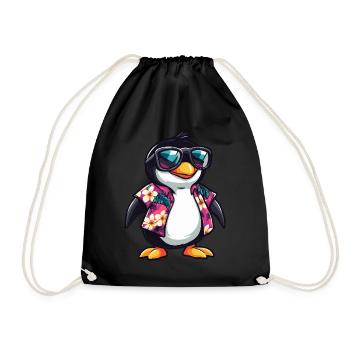 Penguin Comic Funny Summer - Drawstring Bag - black - Front