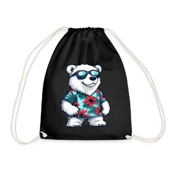 Polar Bear Funny Summer - Drawstring Bag - black - Front