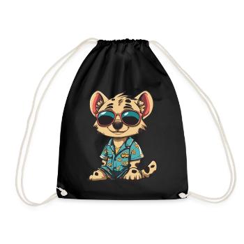 Hyena Funny Summer - Drawstring Bag - black - Front