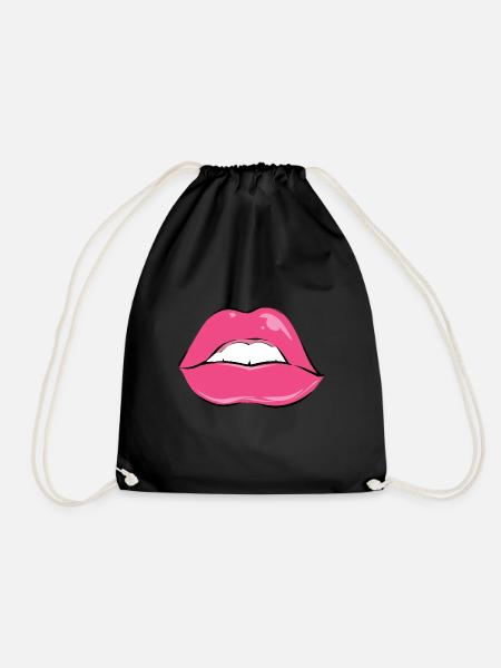 Lippen - Turnbeutel - Schwarz