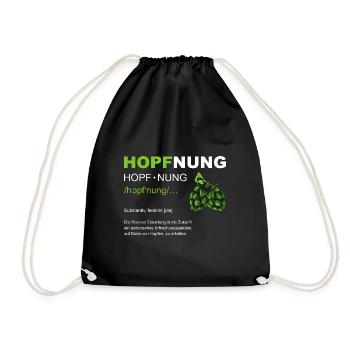 Hopfnung Bier Saufen JGA Hopfen - Turnbeutel - Schwarz - Vorne