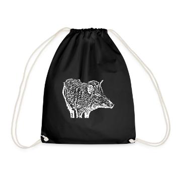 Wild boar Wild boar Pig Sow Pigs - Drawstring Bag - black - Front