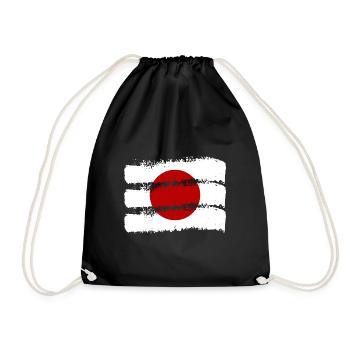 Japan Flag Used Look Nihon Japanese Flag - Drawstring Bag - black - Front