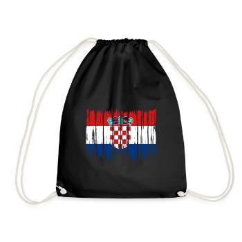 Kroatien Flagge Adria Zagreb Kroatische Fahne - Turnbeutel - Schwarz - Vorne