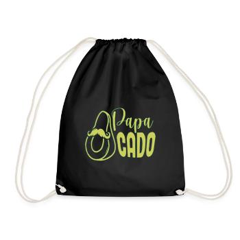 Papacado funny pun daddy and avocado - Drawstring Bag - black - Front