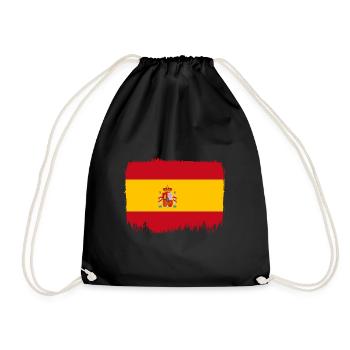 Spanien Flagge Vintage Spanische Fahne Used Look - Turnbeutel - Schwarz - Vorne