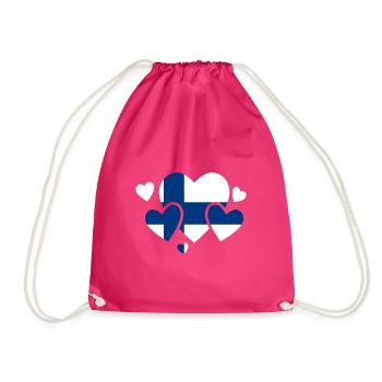 Finnland Flagge Suomi Finnische Fahne Used Look - Turnbeutel - Fuchsia - Vorne