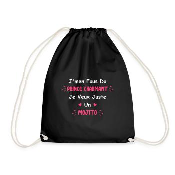 Je m'en fous du prince je vaux juste un mojito - Sac de sport léger - noir - Devant