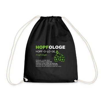 Hopfologe Bier Saufen JGA Hopfen Männertag - Turnbeutel - Schwarz - Vorne