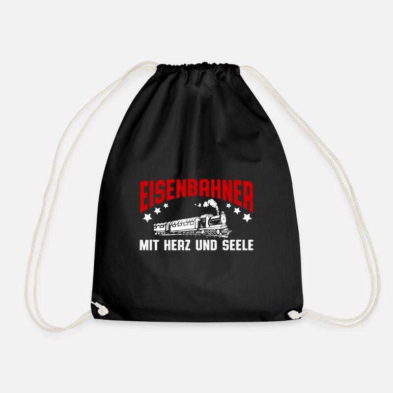 Eisenbahner mit Herz und Seele Modellbau - Turnbeutel - Schwarz