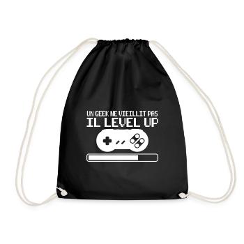 Un geek ne vieillit pas il level up - Sac de sport léger - noir - Devant