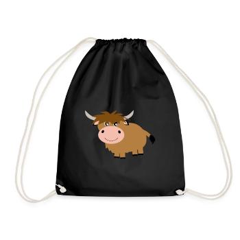 Scottish Highland cattle - Drawstring Bag - black - Front