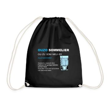 Ouzo Sommelier Saufen JGA Männertag Party - Turnbeutel - Schwarz - Vorne