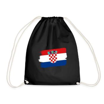 Kroatien Flagge Adria Zagreb Kroatische Fahne - Turnbeutel - Schwarz - Vorne