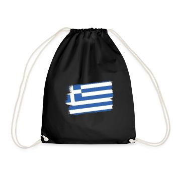 Griechenland Flagge Hellas Athen Griechische Fahne - Turnbeutel - Schwarz - Vorne