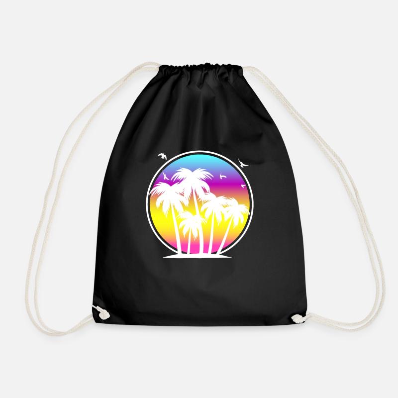 Sardinia beach picture, hiking & camping - Drawstring Bag - black