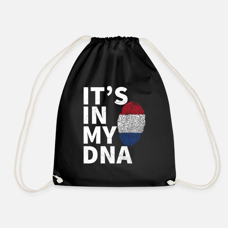 It's In My DNA Dutch Flag Netherlands Holland - Drawstring Bag - black