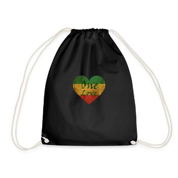 one love One Heart, Rasta Love, Unity - Drawstring Bag - black - Front