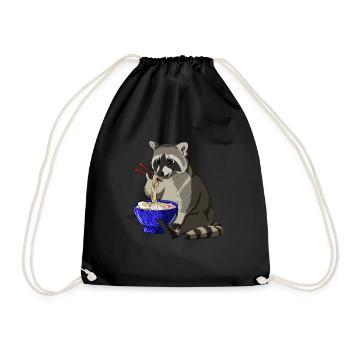 Waschbär Ramen - Turnbeutel - Schwarz - Vorne