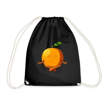 Lustige Yoga Obst Meditierende Orange - Turnbeutel - Schwarz - Vorne