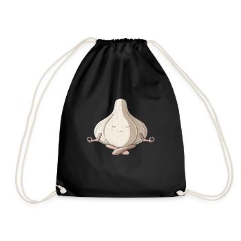 Lustige Yoga Knoblauchzehe Meditierender Knoblauch - Turnbeutel - Schwarz - Vorne