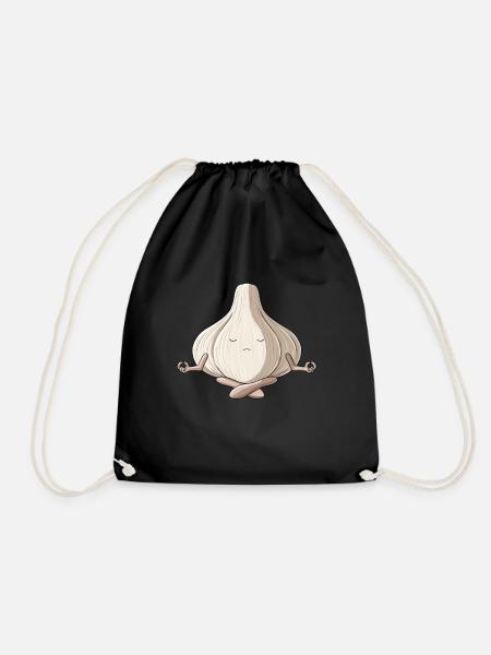 Lustige Yoga Knoblauchzehe Meditierender Knoblauch - Turnbeutel - Schwarz