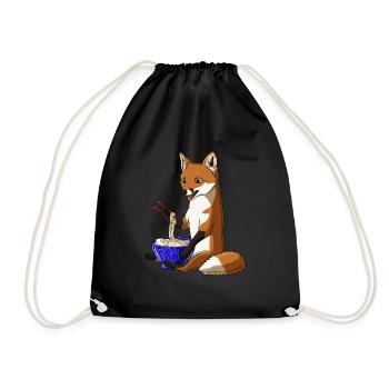 Japanischer Kawaii Fuchs Ramen Nudeln Rotfuchs - Turnbeutel - Schwarz - Vorne