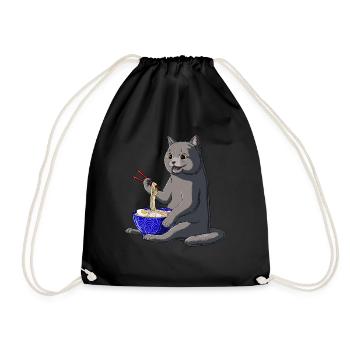 Japanische Ramen Nudeln Britisch Kurzhaar Katze - Turnbeutel - Schwarz - Vorne