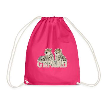 cheetah - Drawstring Bag - fuchsia - Front