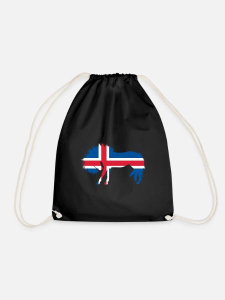 Island Flagge îs Iceland Pferd Geschenk - Turnbeutel - Schwarz