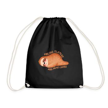 Feeling slothee need more coffee - Drawstring Bag - black - Front