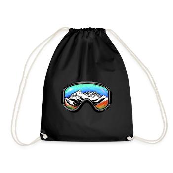 Ski Brille Symbol Berge - Turnbeutel - Schwarz - Vorne