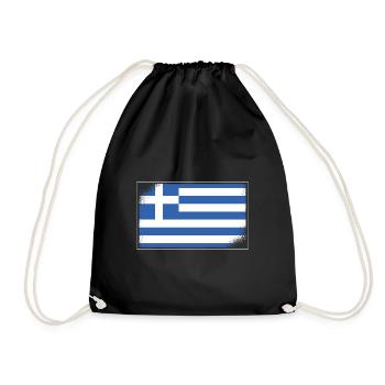 Griechenland Flagge Hellas Athen Griechische Fahne - Turnbeutel - Schwarz - Vorne