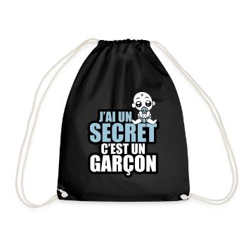 j'ai un secret c'est un garçon - Sac de sport léger - noir - Devant