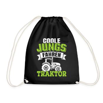 Coole Jungs fahren Traktor Landwirt Bauernhof - Turnbeutel - Schwarz - Vorne