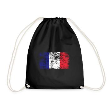 Drapeau de la France Look en détresse Drapeau français - Sac de sport léger - noir - Devant