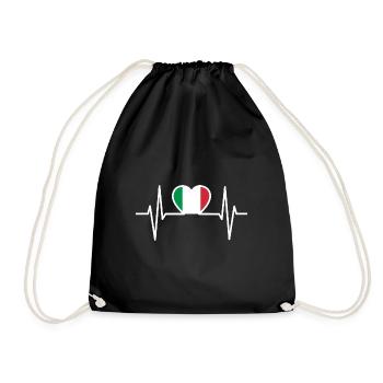 Italien Herzschlag Herzlinie EKG - Turnbeutel - Schwarz - Vorne