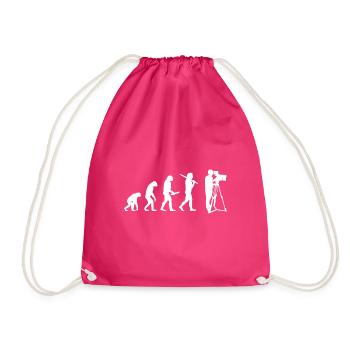 Evolution Kameramann Lustig Videodreh Geschenkidee - Turnbeutel - Fuchsia - Vorne
