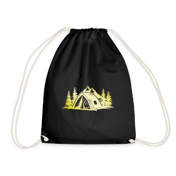 Camping Tent Gold - Drawstring Bag - black - Front