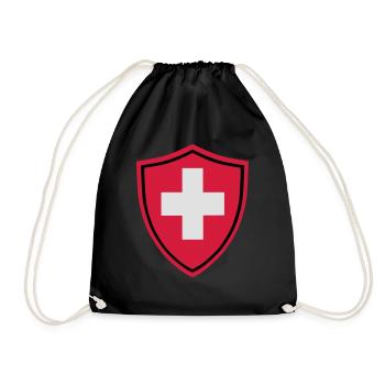 Schweiz Button - Turnbeutel - Schwarz - Vorne
