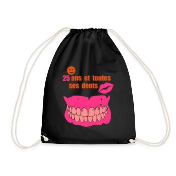 25 ans toutes ses dents anniversaire - Sac de sport léger - noir - Devant