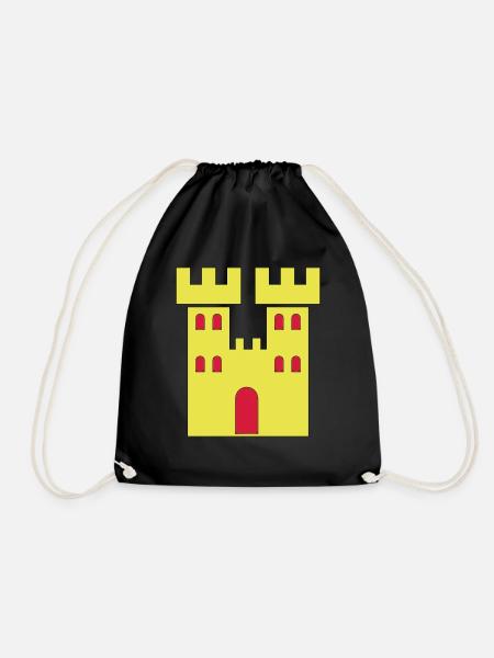 Castle Drawing Coat of Arms Symbol Drawing Gift - Drawstring Bag - black