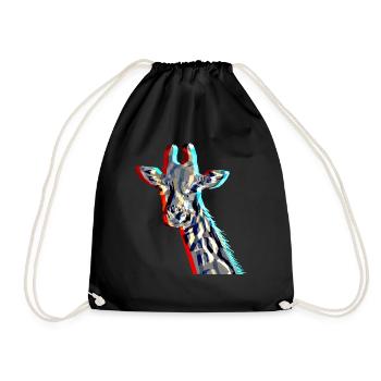 Giraffe with 3D effect - Drawstring Bag - black - Front