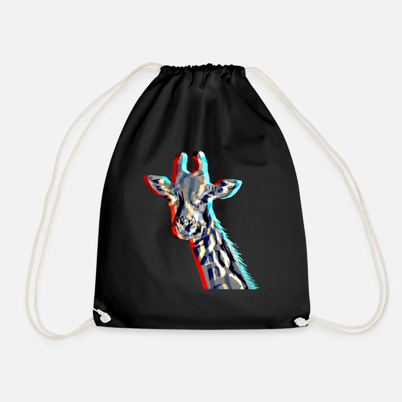 Giraffe with 3D-Effect - Turnbeutel - Schwarz