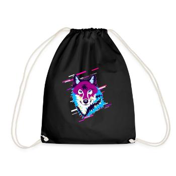 Wolf Animal Années 80 Rétro Violet - Sac de sport léger - noir - Devant