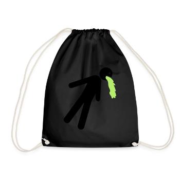 funny puking vomit nausea hangover alcohol - Drawstring Bag - black - Front